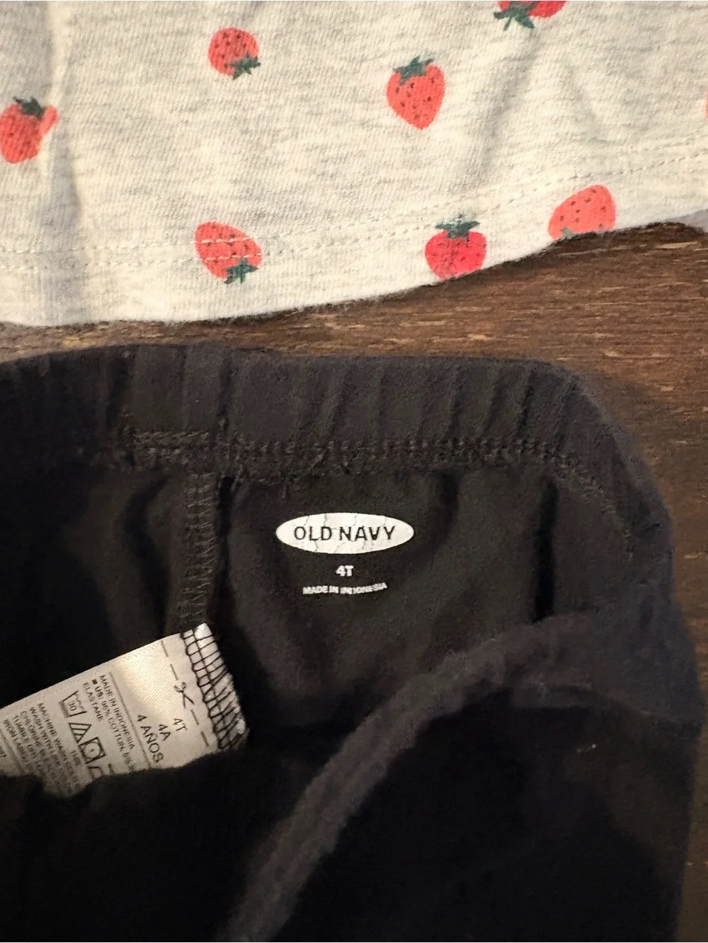 Gray Strawberry Print Tee with Black Shorts